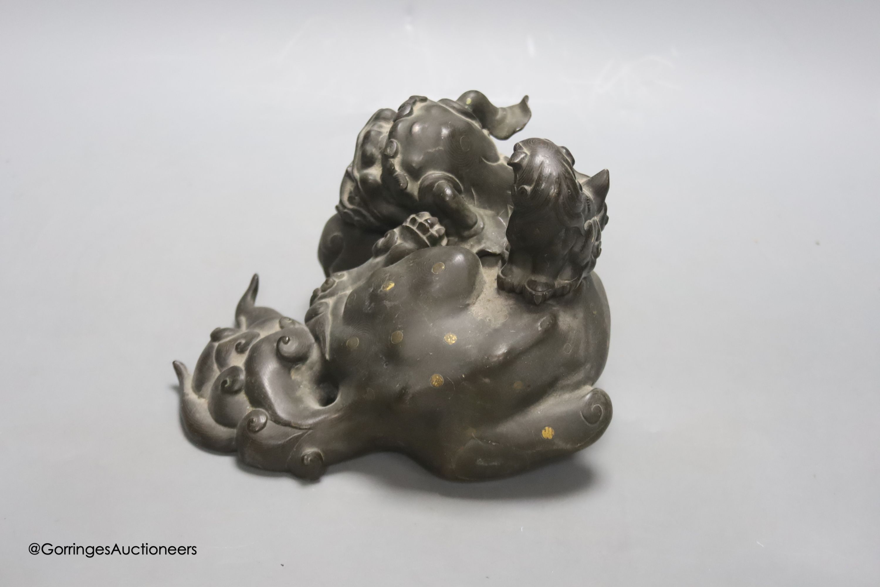 A Chinese bronze lion dog, height 12cm